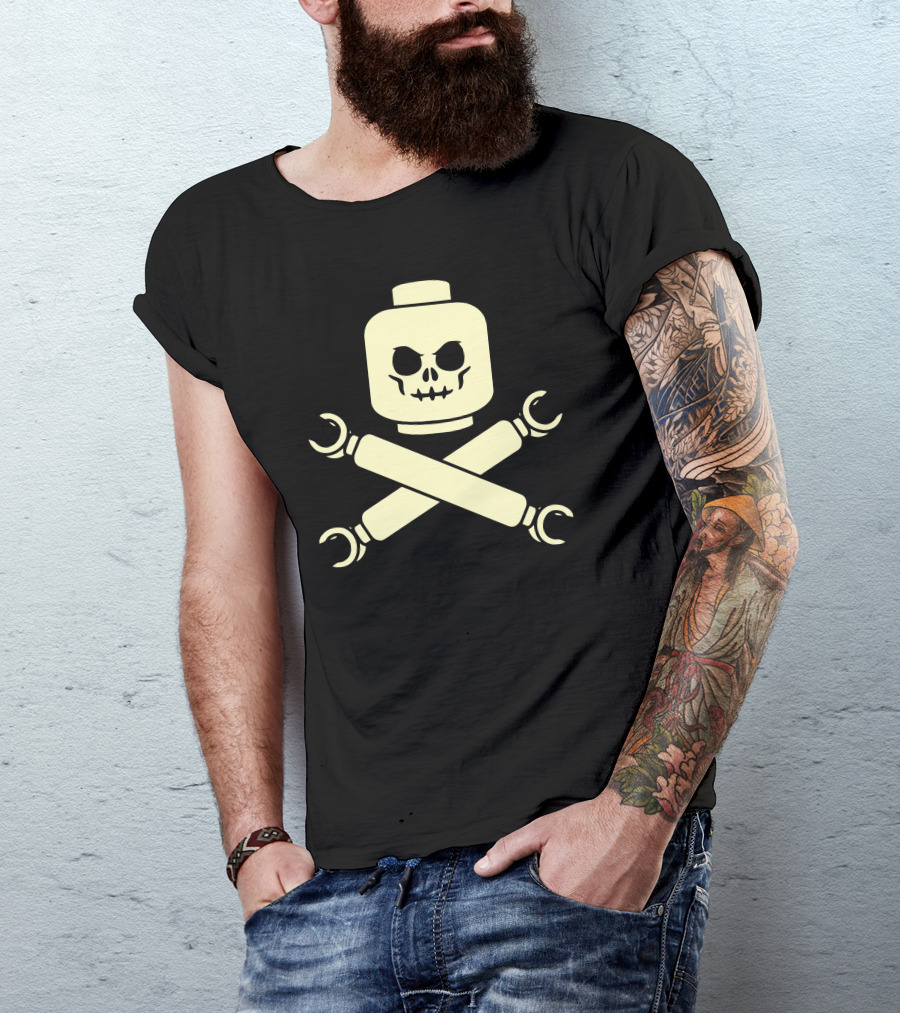 Plastic Block Pirates Skull And Wrench Crossbones T-Shirt