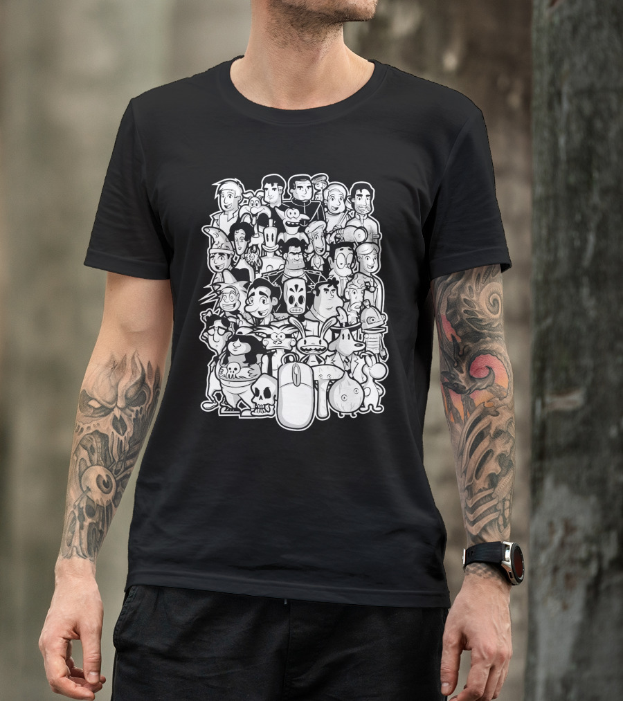 Point And Click Adventure Game Characters Collage T-Shirt