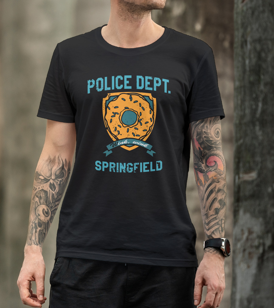 Police Dept Wink Wink Springfield Donut Badge T-Shirt