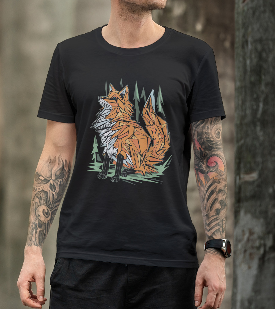 Polygon Fox Forest Triangles T-Shirt