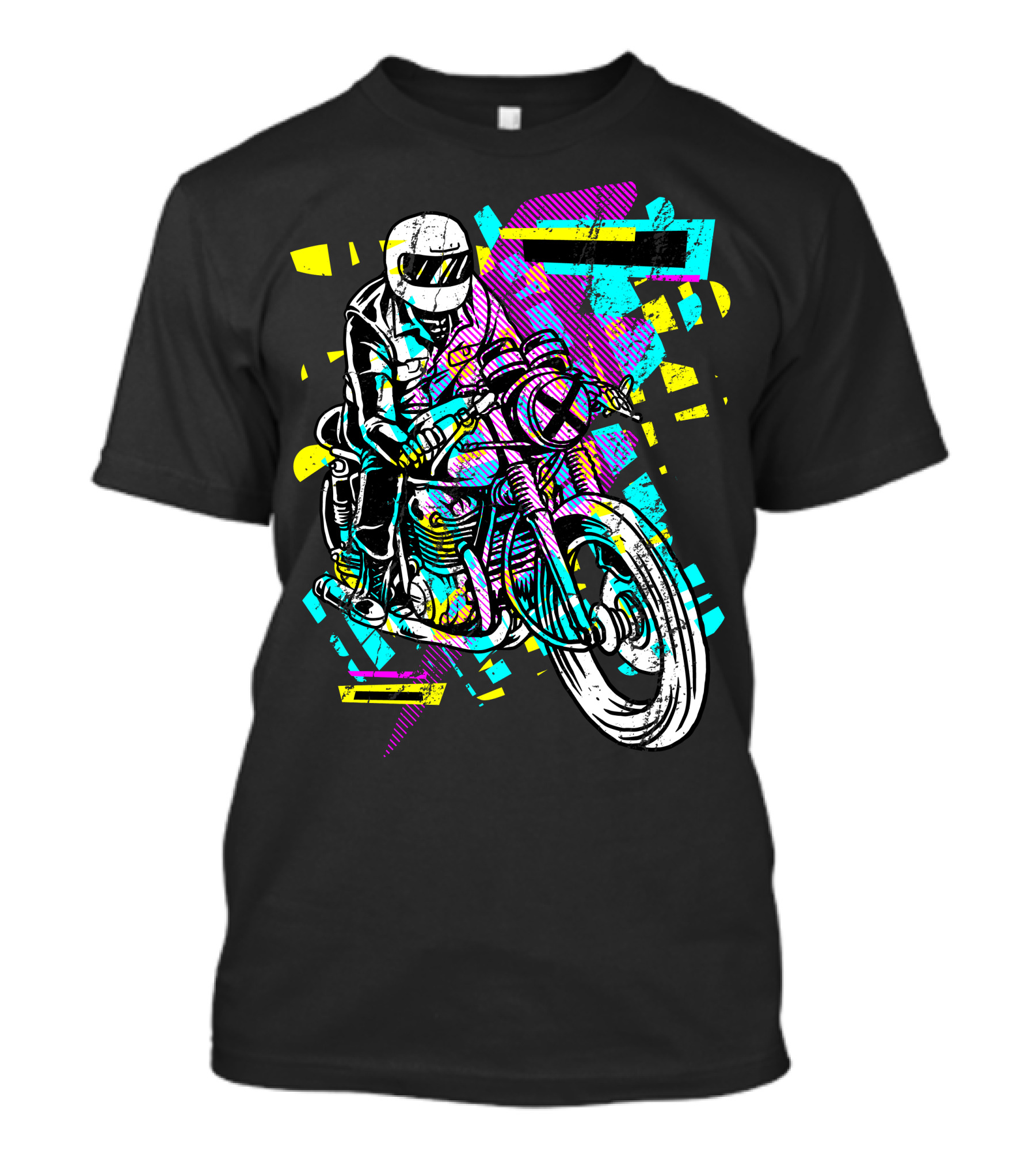 Pop Biker Neon Motorcycle Racer Graphics T-Shirt