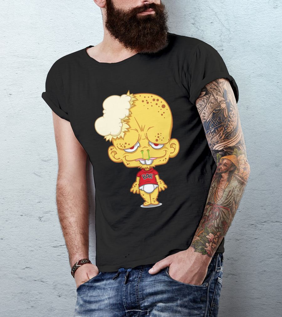 Popelbob Popcornkopf Bob Character With Yellow Face And Popcorn Hair T-Shirt