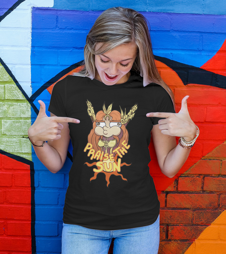 Praise The Sun Warrior Character With Sunburst Background T-Shirt
