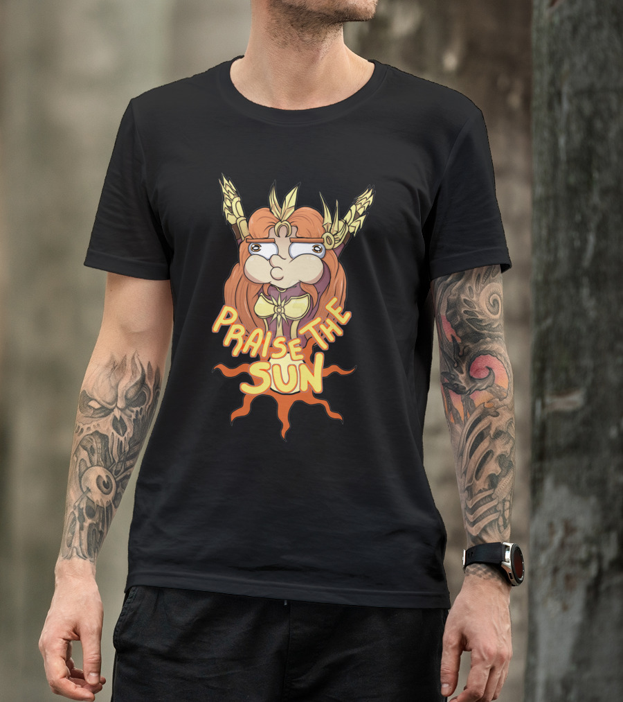 Praise The Sun Warrior Character With Sunburst Background T-Shirt