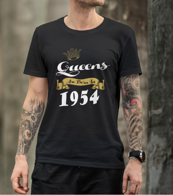 Queens Are Born In 1954 Crown Banner T-Shirt