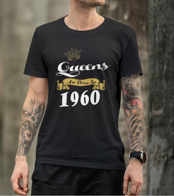 Queens Are Born In 1960 Crown Banner T-Shirt