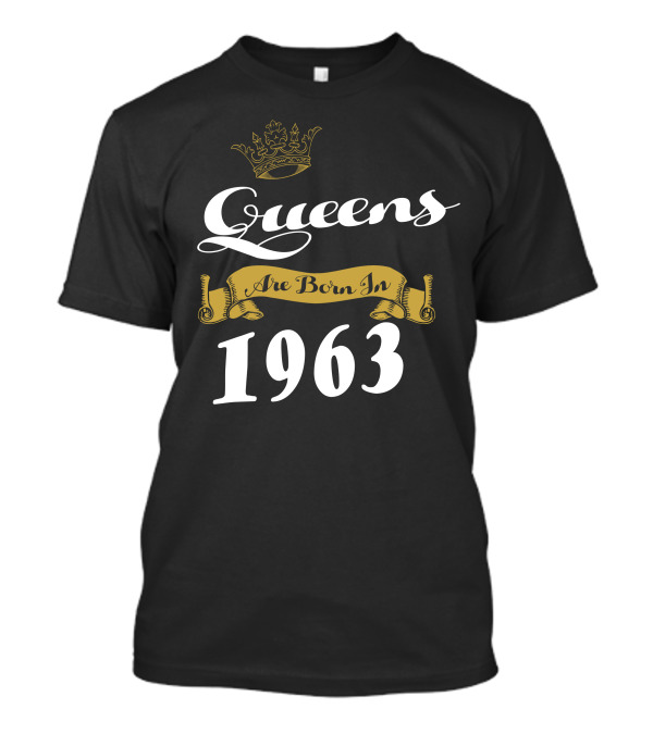 Queens 1963 Birth Year Regal Crown Banner T-Shirt