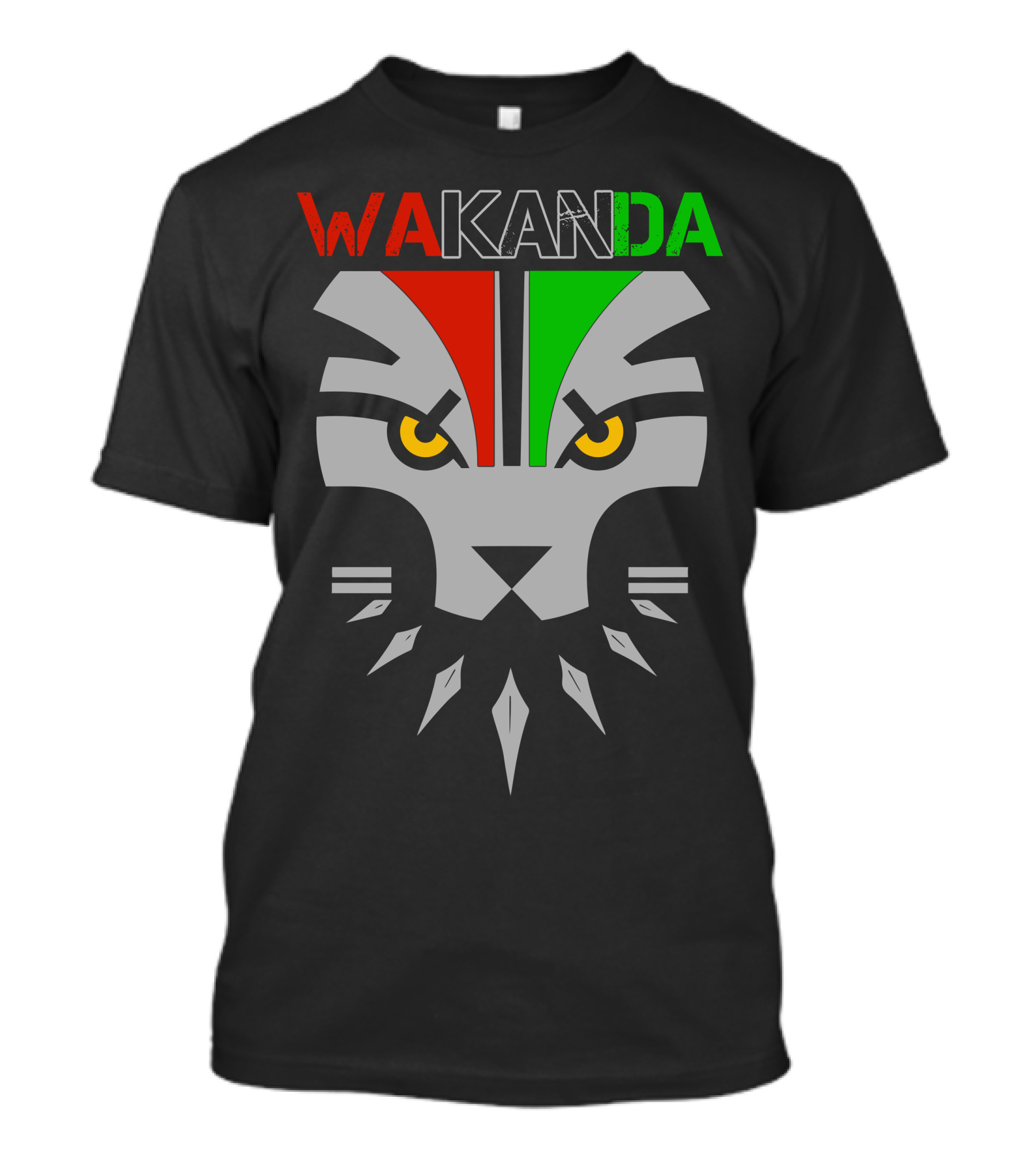 Wakanda Flag Redesign Lion Icon With Red Yellow Green T-Shirt
