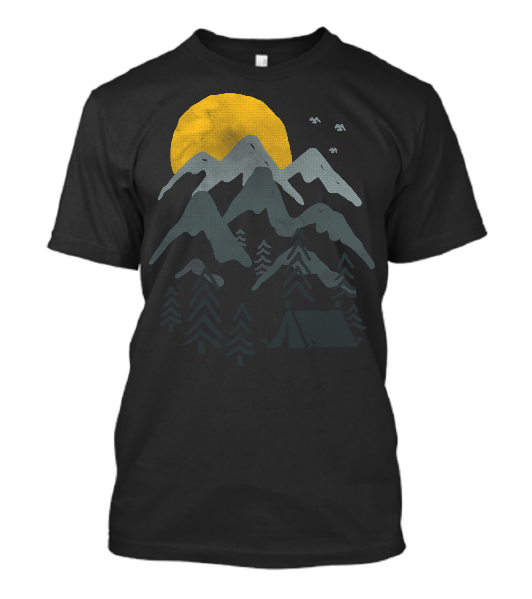 Roam Mountain Camping Adventure With Sun And Trees T-Shirt