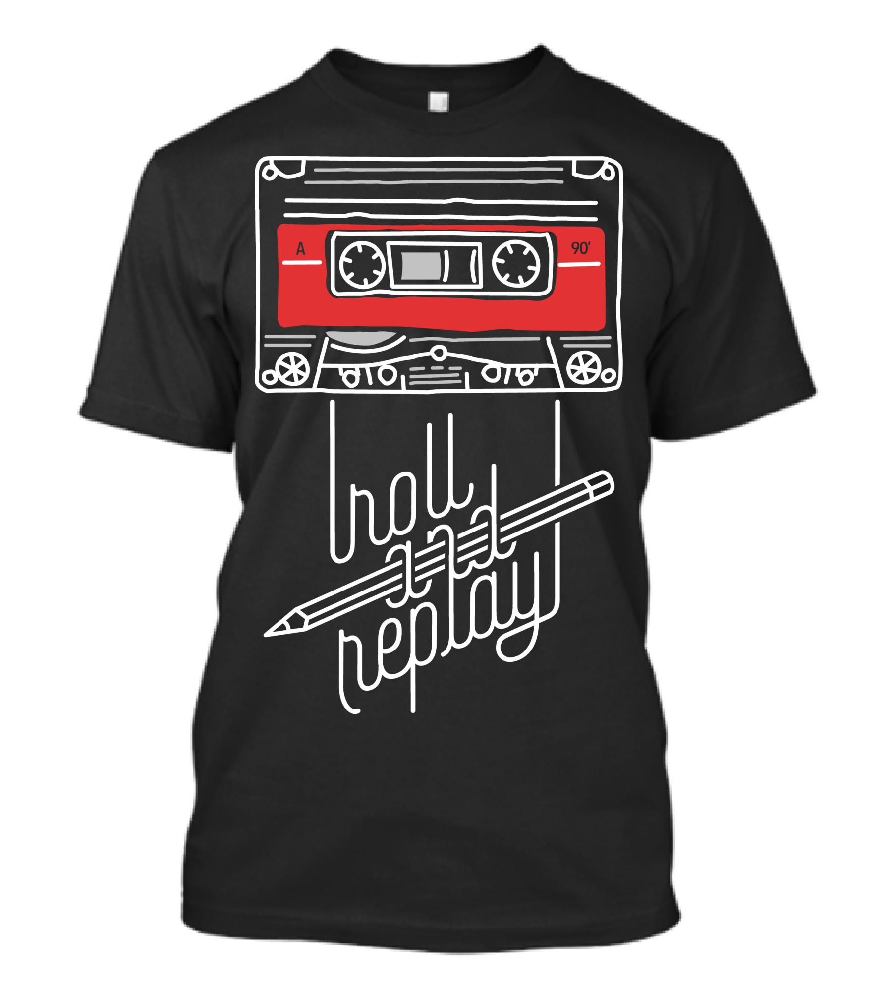 Roll And Replay Cassette Tape With Pencil T-Shirt