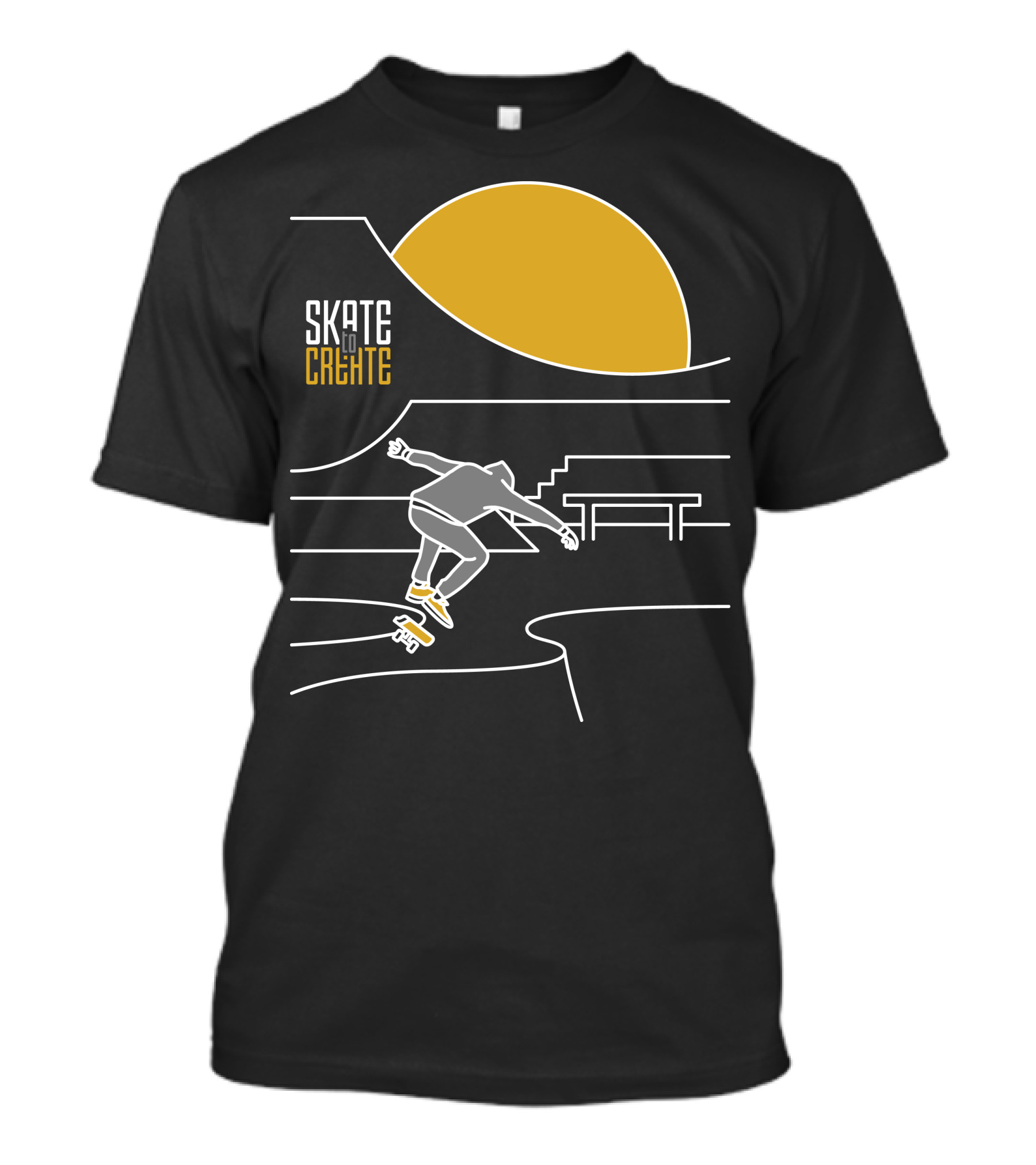 Skate To Create Sunset Skateboarder Silhouette Park Scene T-Shirt