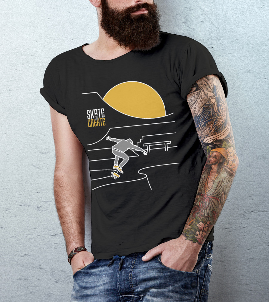 Skate To Create Sunset Skateboarder Silhouette Park Scene T-Shirt