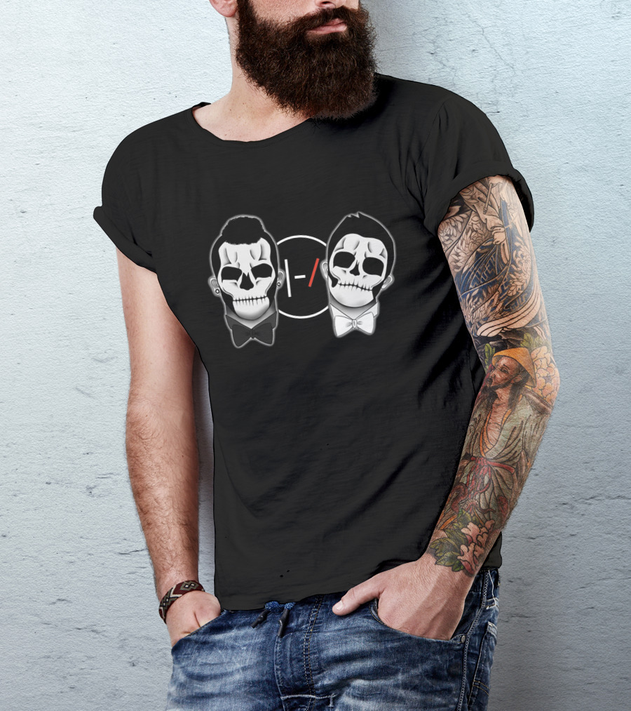 Two Skull Faces With Twenty One Pilots T-Shirt