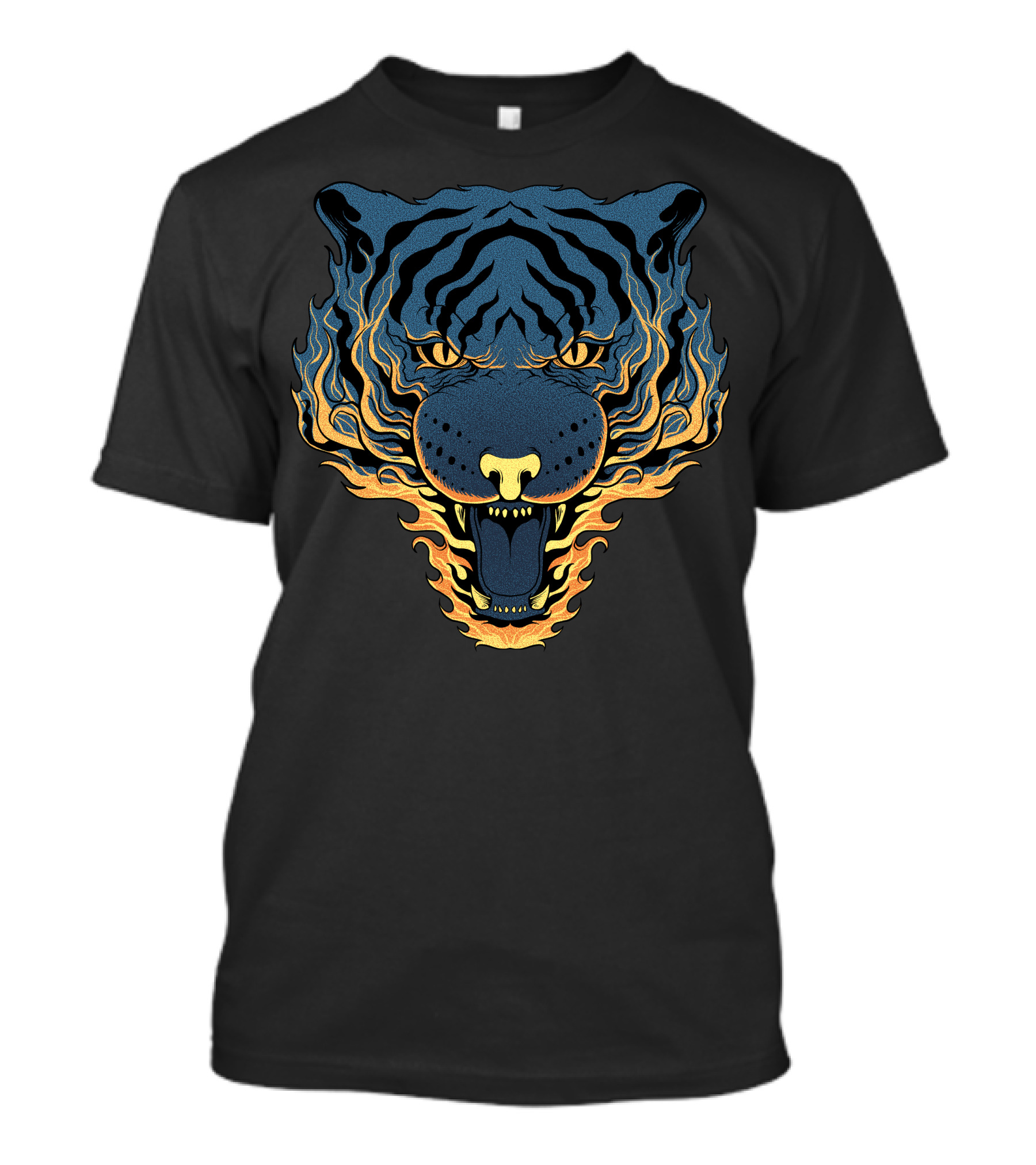 Fierce Blue Tiger Fiery Roar T-Shirt