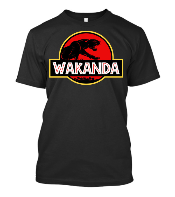 Wakanda Panther Jurassic Park Logo Mashup T-Shirt
