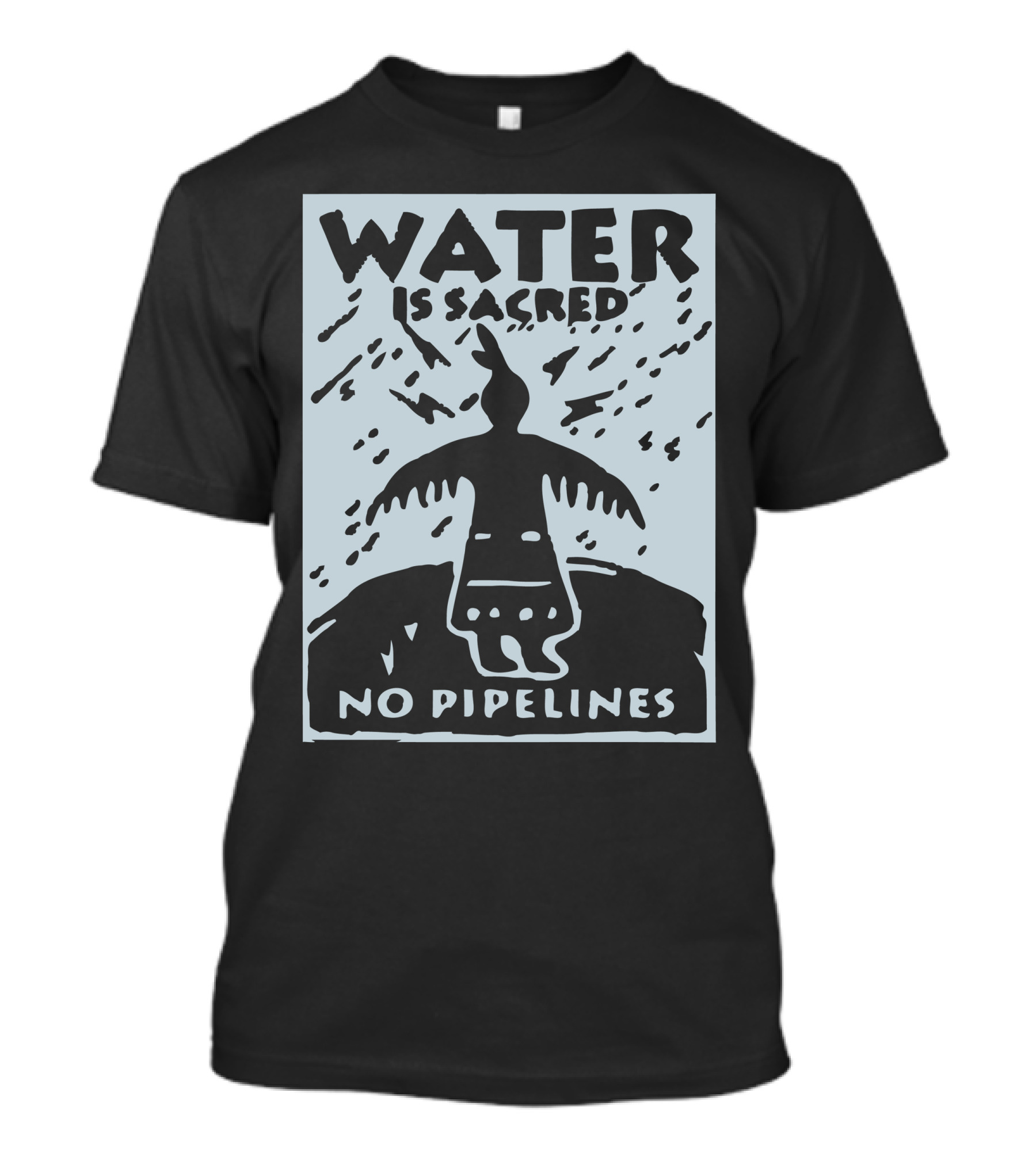 Water Is Sacred No Pipelines Bird Silhouette And Rainstorm T-Shirt