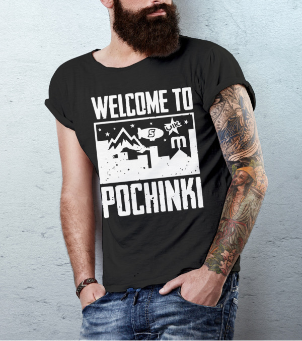 Welcome To Pochinki Skyline Stars Mountain Blimp T-Shirt