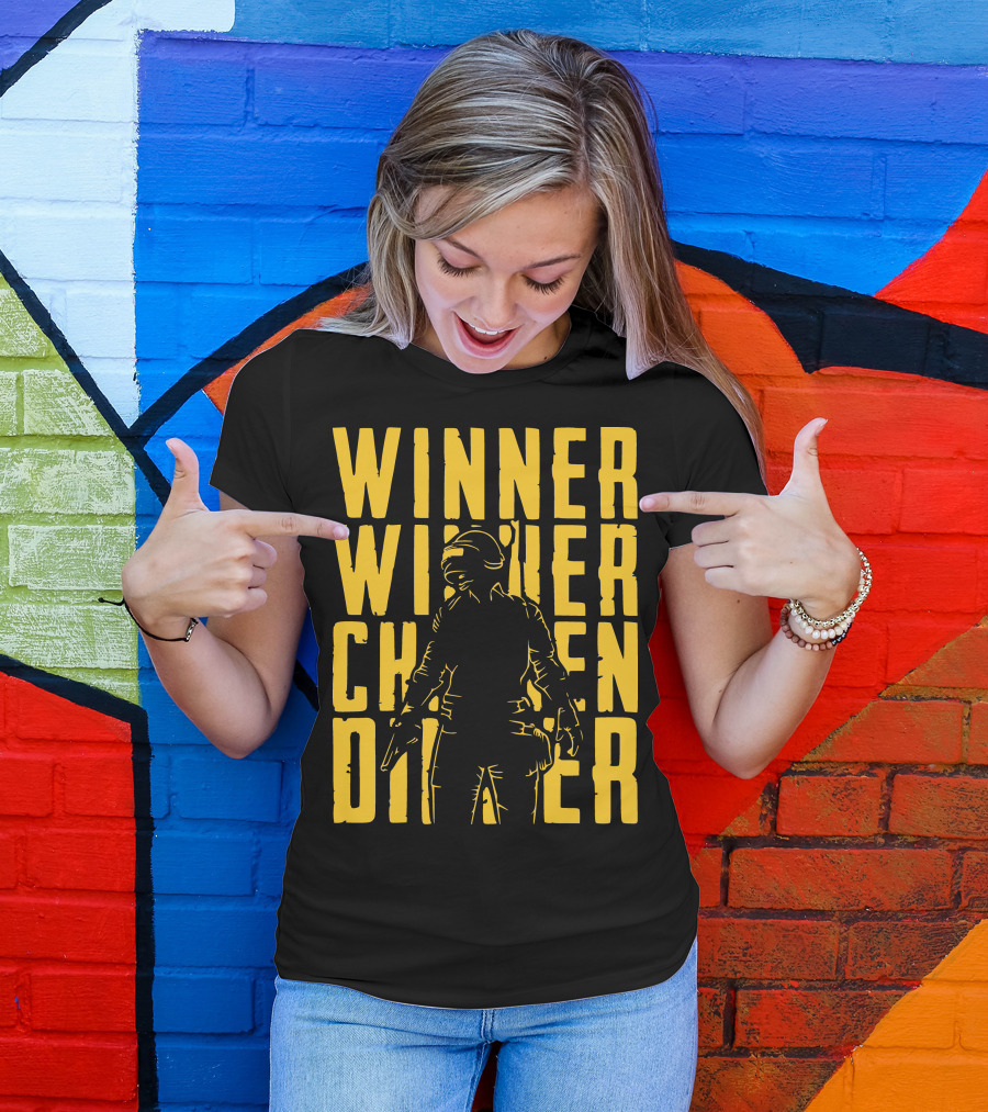 Winner Winner Chicken Dinner PUBG Silhouette Gaming Victory T-Shirt