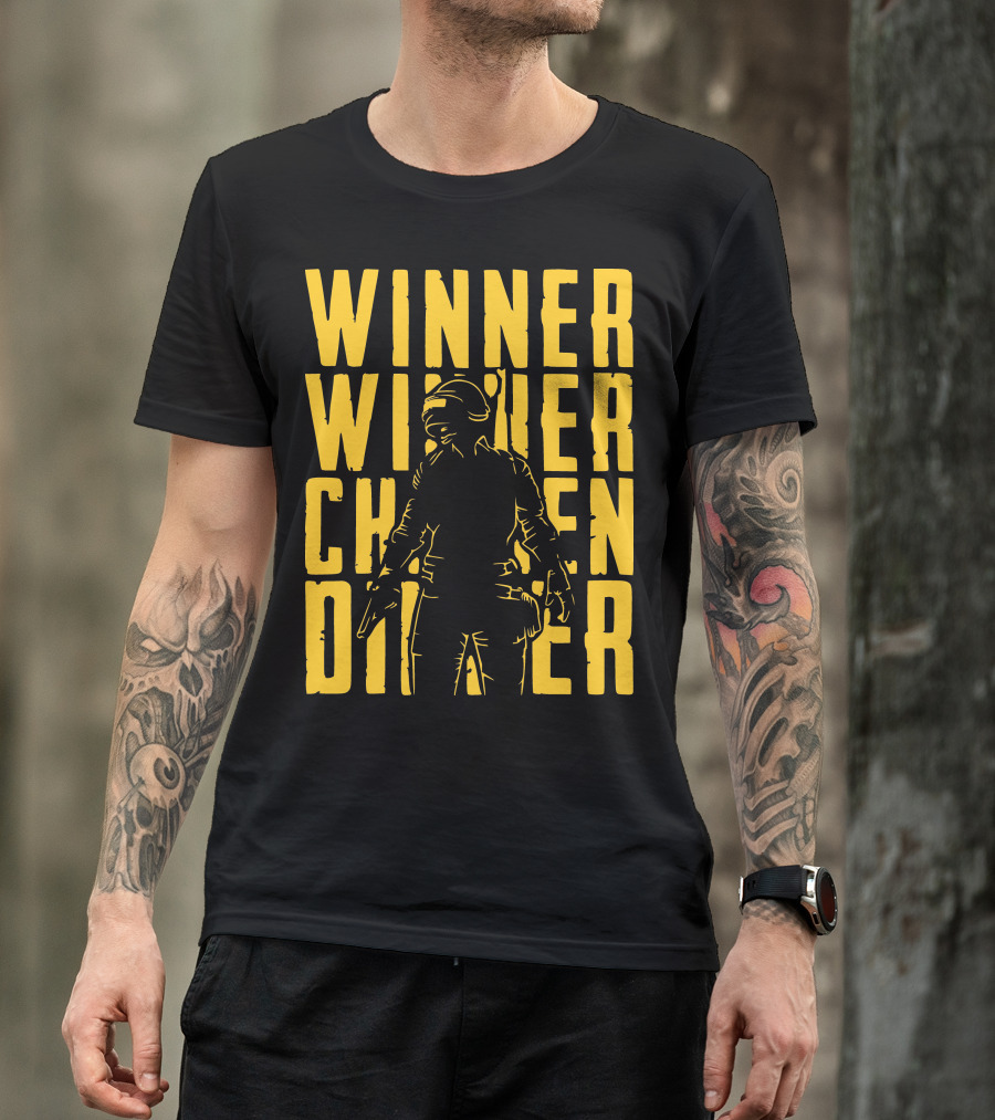 Winner Winner Chicken Dinner PUBG Silhouette Gaming Victory T-Shirt