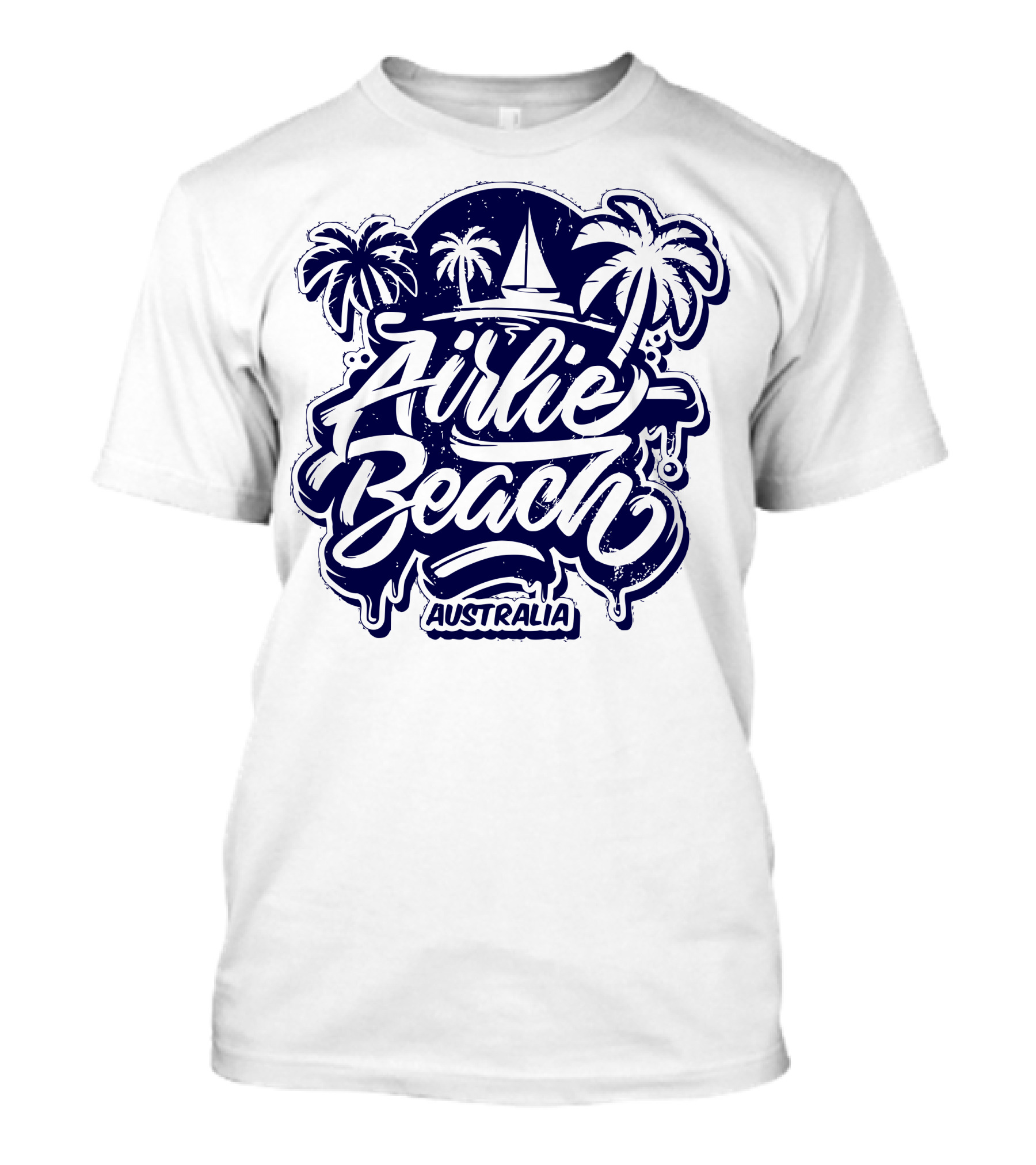 Airlie Beach Australia Sailboat And Palm Trees T-Shirt