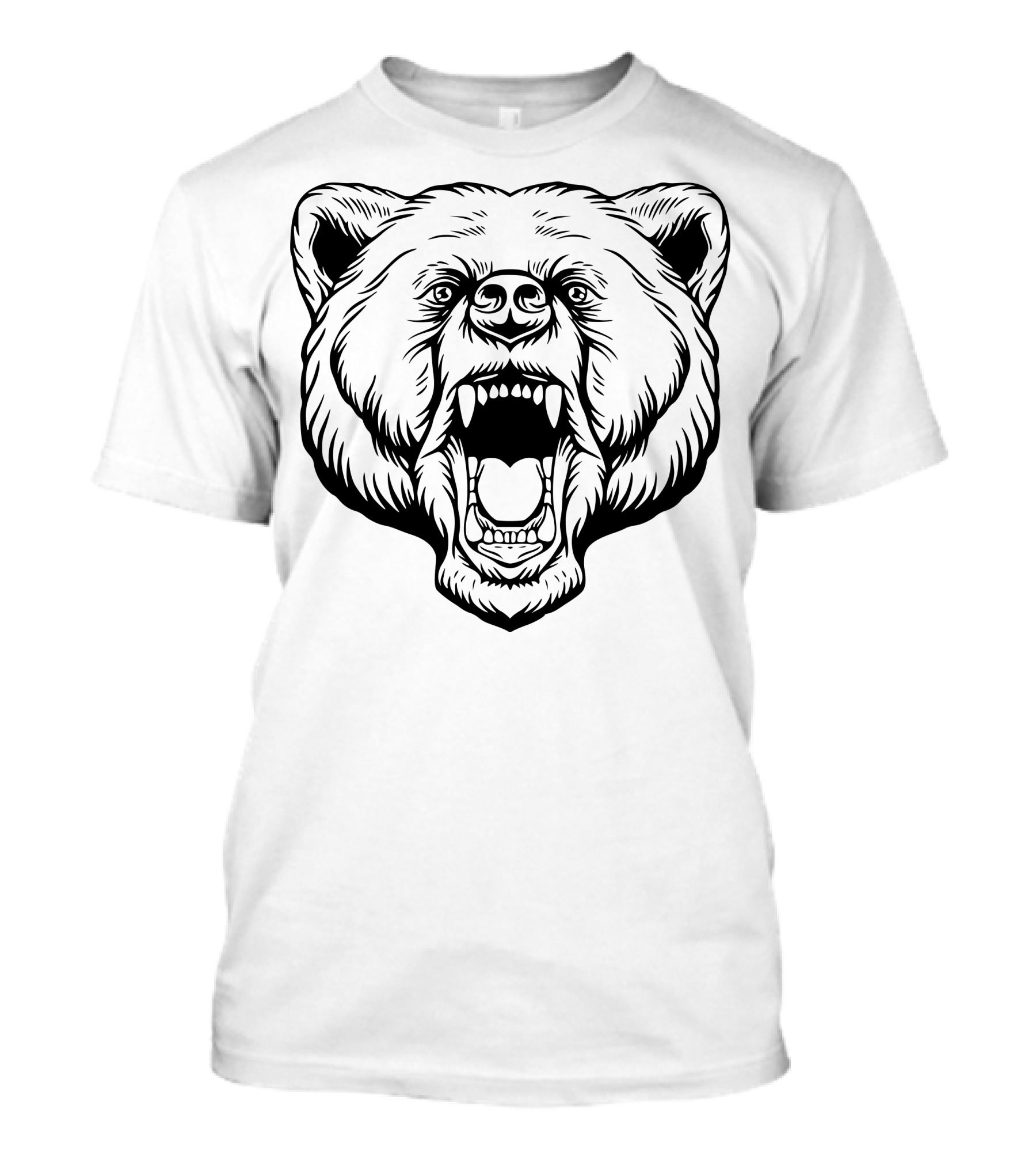 Angry Bear Head Roaring Fierce Expression T-Shirt