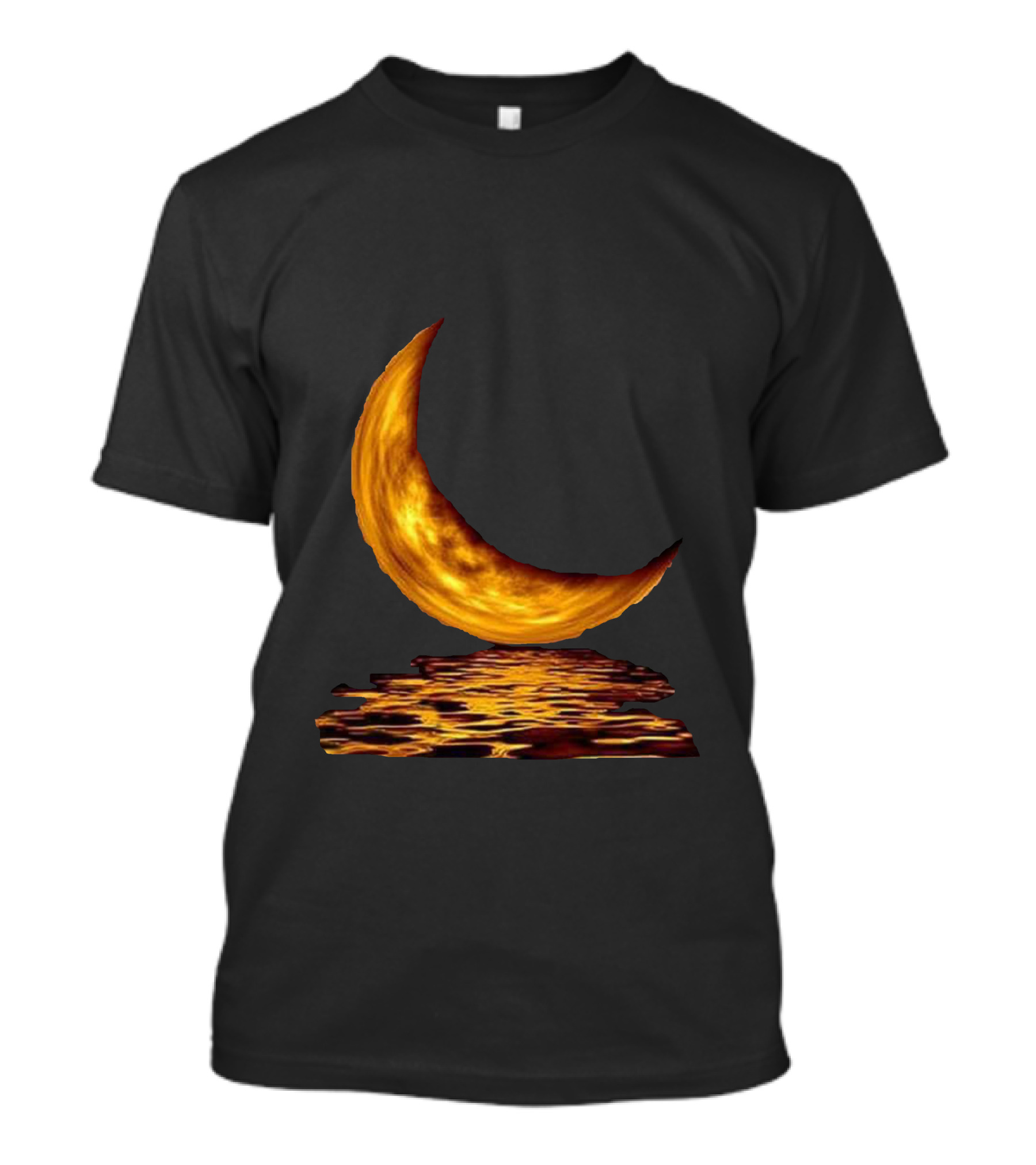 Ay Crescent Moon Reflected In Golden Water T-Shirt