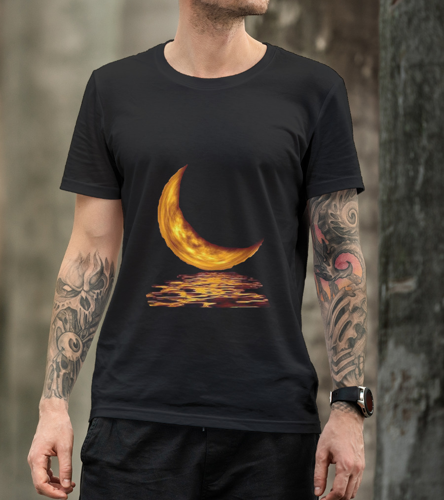 Ay Crescent Moon Reflected In Golden Water T-Shirt