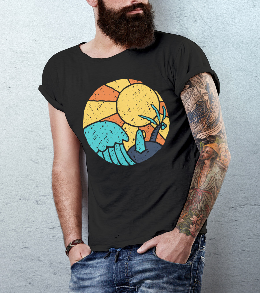 Beach Vibes Sun Wave Palm Tree T-Shirt