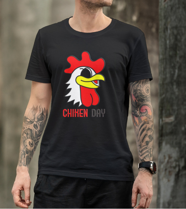 CHIKEN DAY Rooster Cartoon Face T-Shirt
