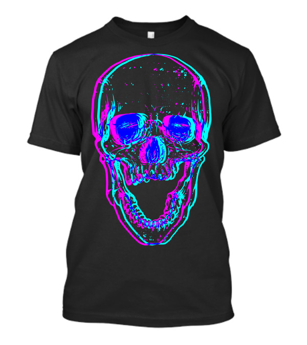 Cmskull Neon Cyberpunk Skull T-Shirt