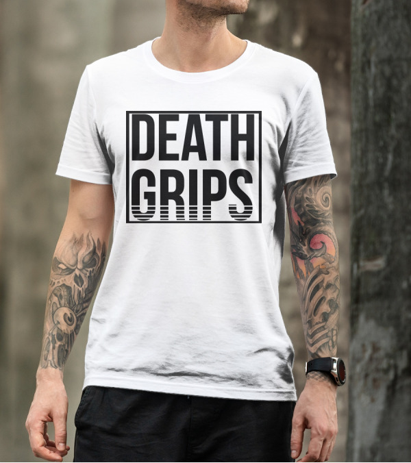 Death Grips Bold Text With Striped T-Shirt