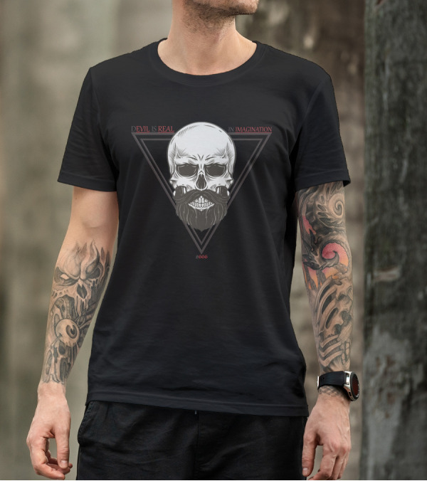 Devil Is Real In Imagination Skull Triangle 666 T-Shirt