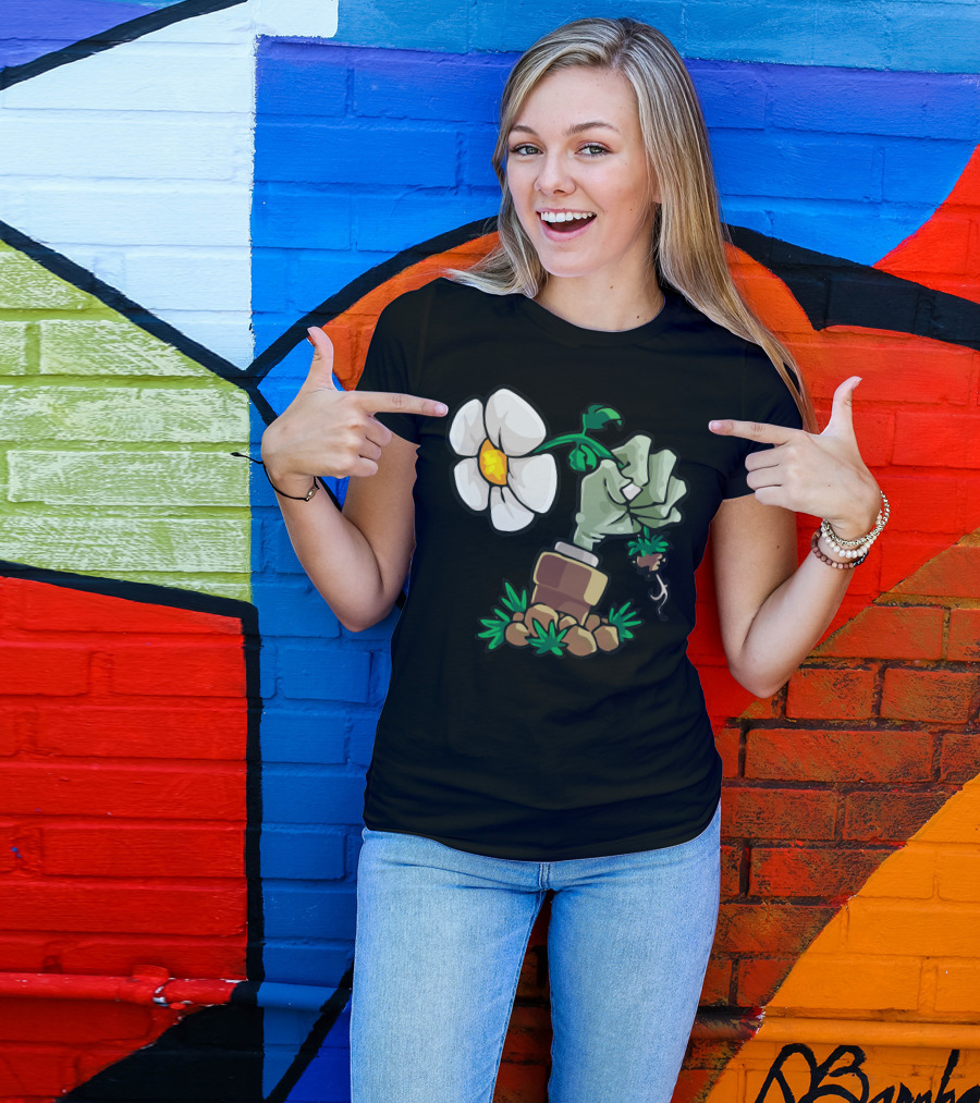 Plants Vs. Zombies Fist Holding Flower T-Shirt