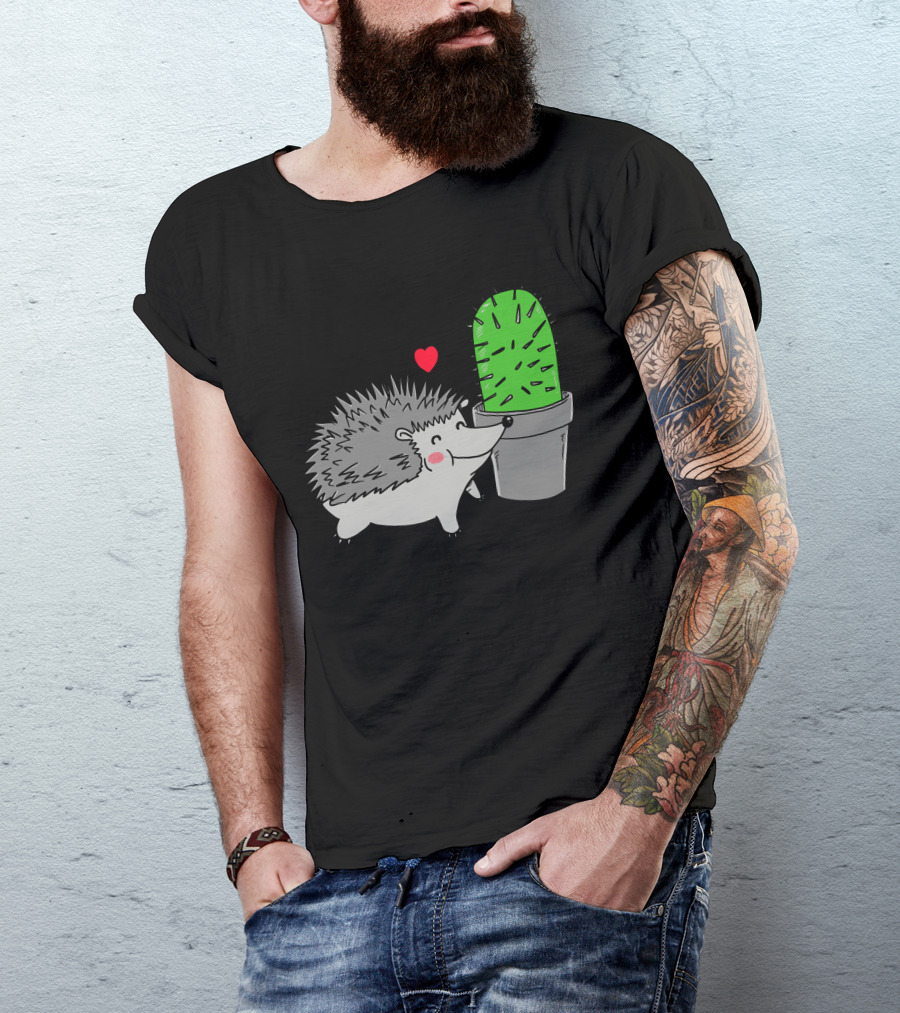 Prickly Love Hedgehog Cactus Heart T-Shirt