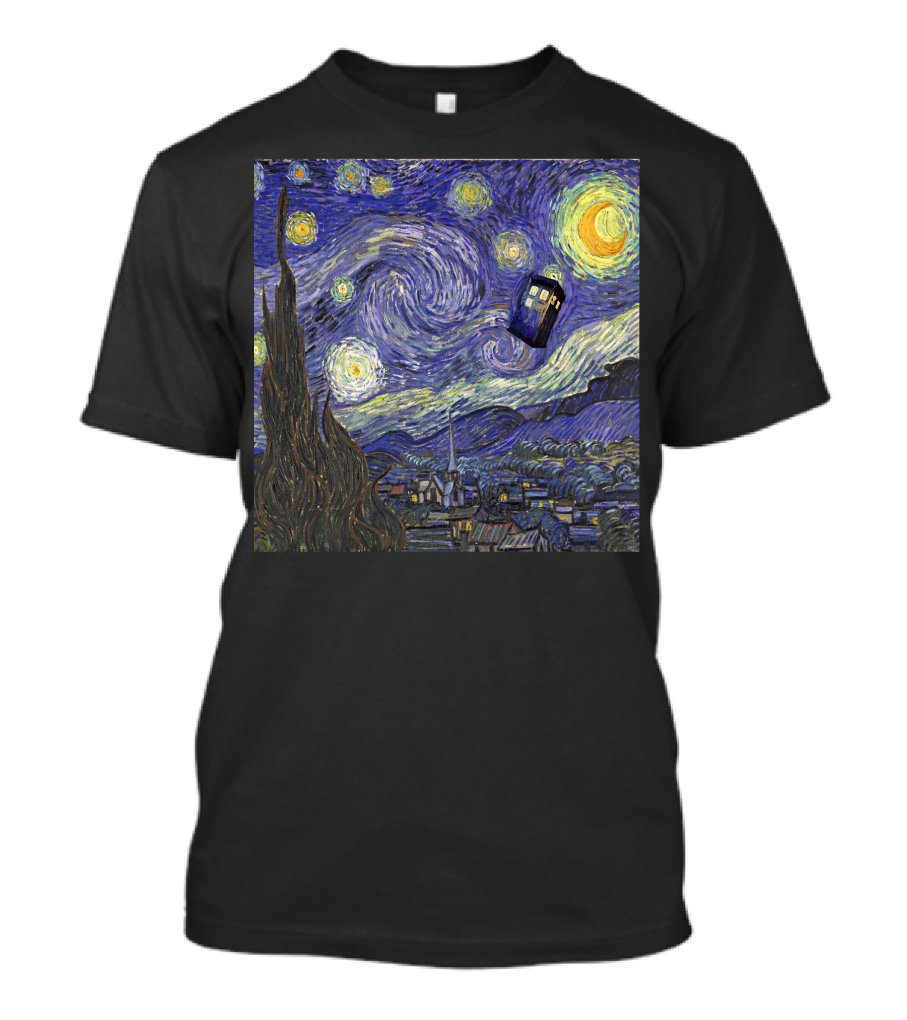 Tardis In Van Gogh Starry Night T-Shirt
