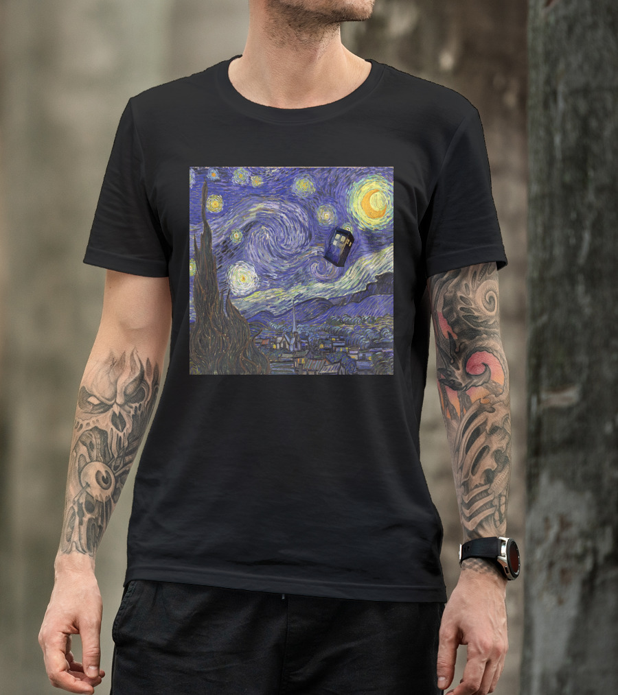 Tardis In Van Gogh Starry Night T-Shirt