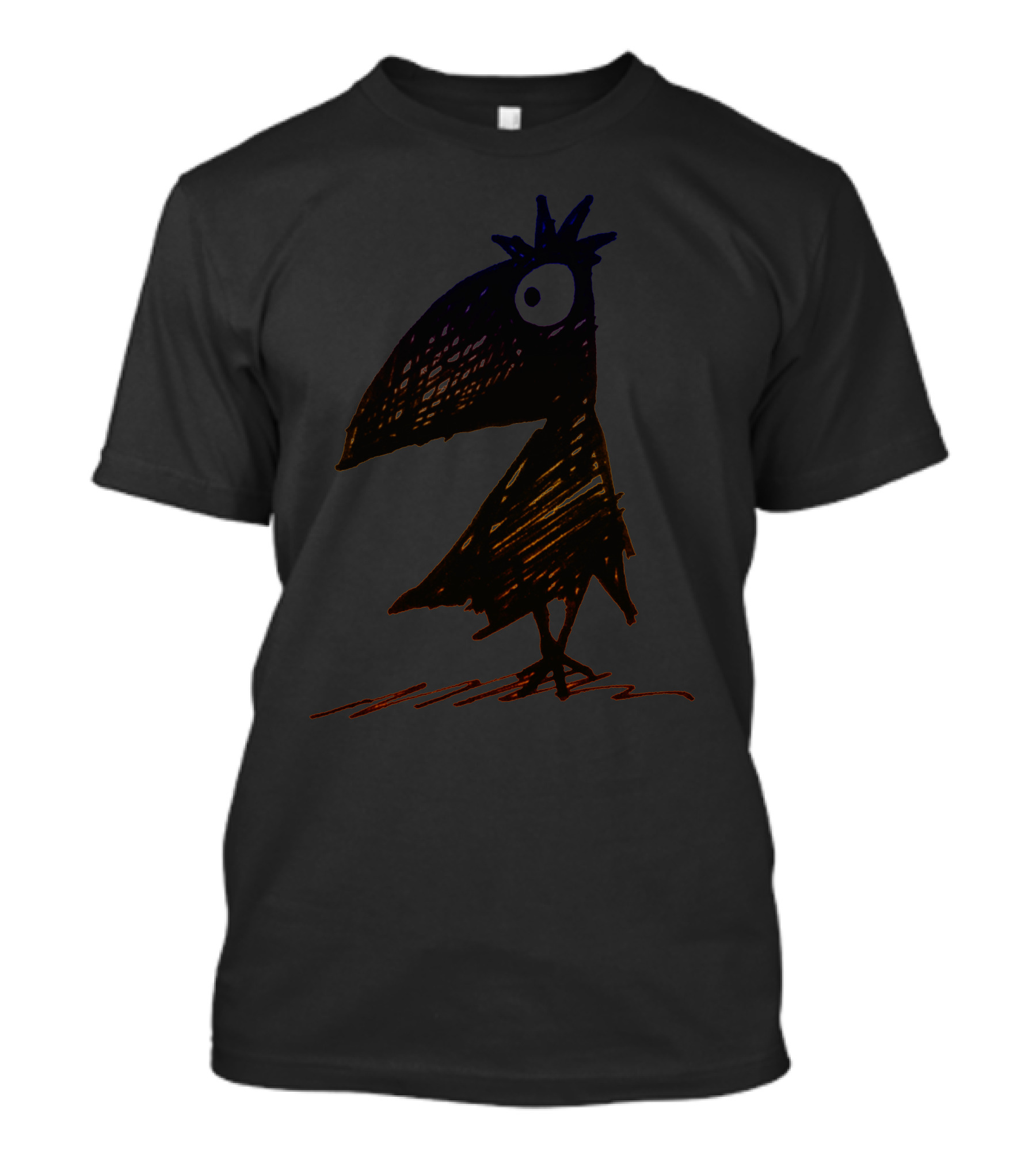 Crow Sketch Illustration Black T-Shirt