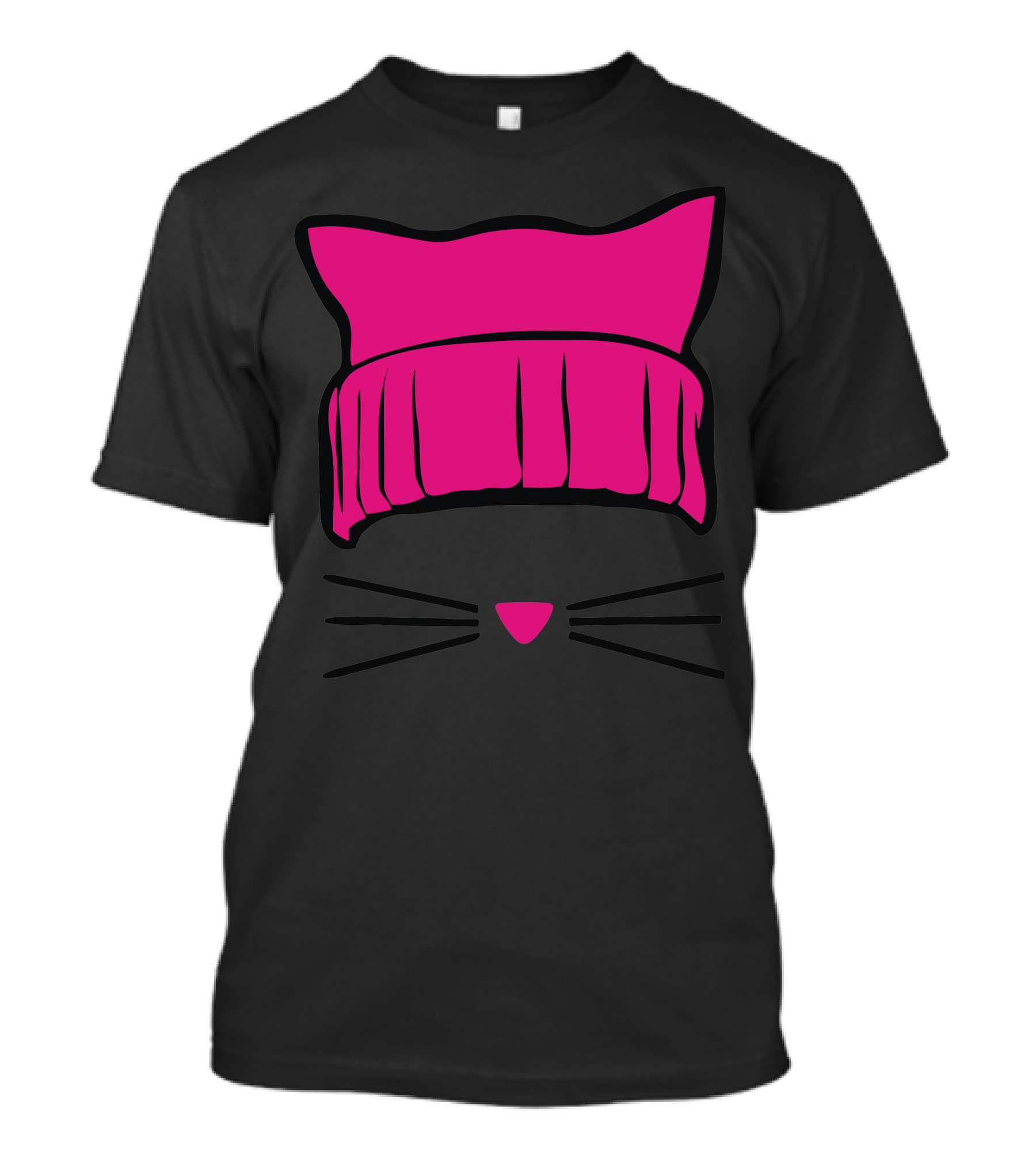 Pussycat Pink Knit Hat With Whiskers T-Shirt