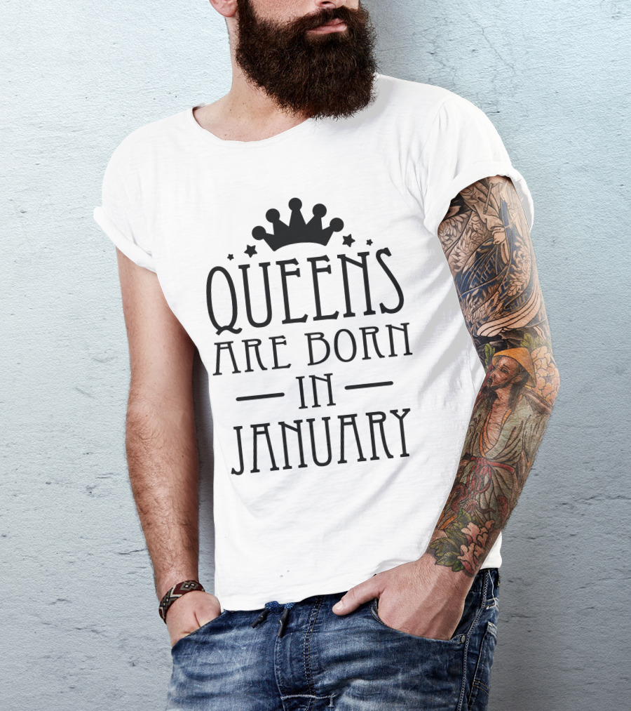 Queens Are Born In January Crown Star T-Shirt