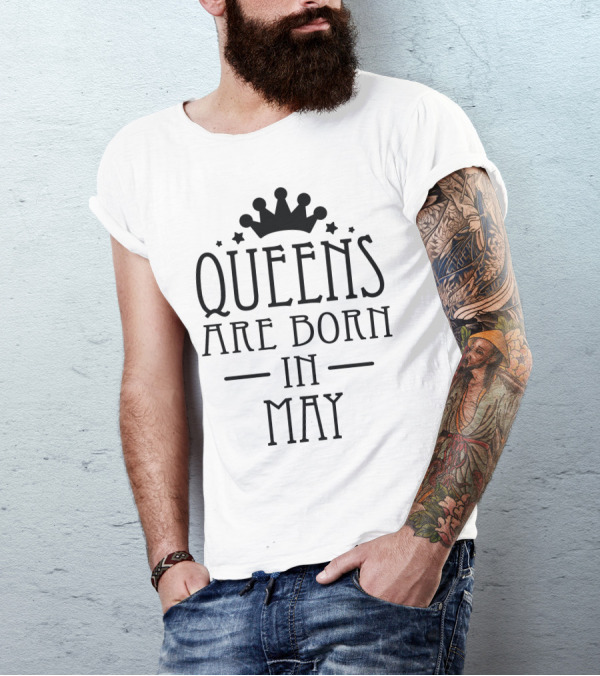 Queens Are Born In May Crown Stars T-Shirt