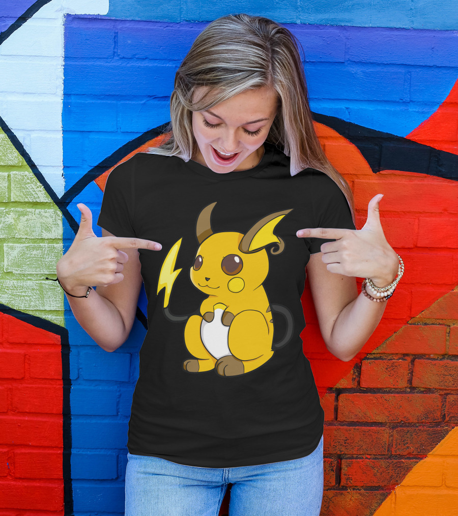 Raichu Electric Mouse Pokémon Yellow And Brown Character T-Shirt