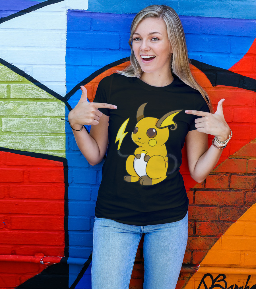 Raichu Electric Mouse Pokémon Yellow And Brown Character T-Shirt