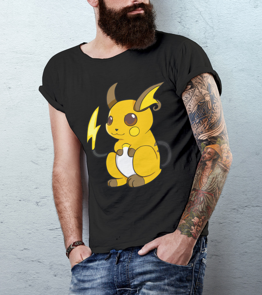 Raichu Electric Mouse Pokémon Yellow And Brown Character T-Shirt