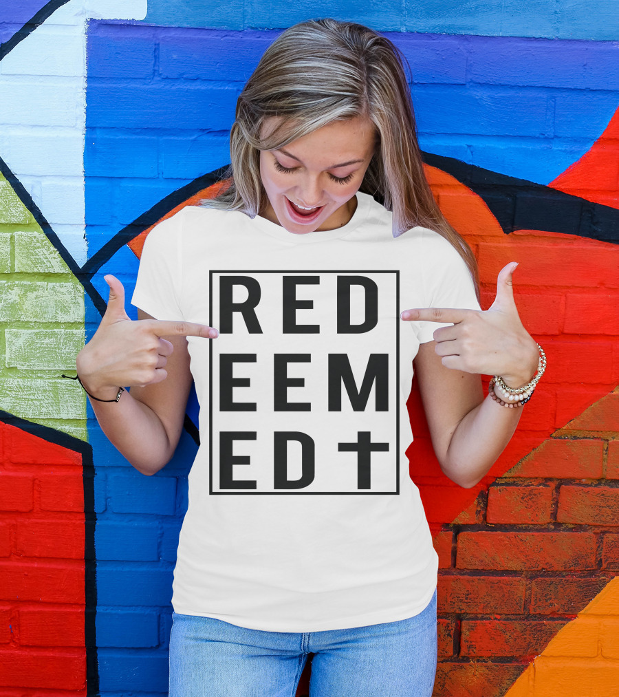Redeemed With Cross Symbol In Bold Letters T-Shirt