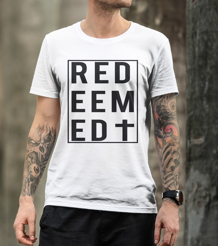 Redeemed With Cross Symbol In Bold Letters T-Shirt