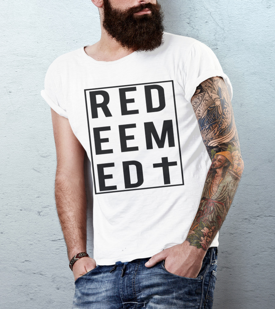 Redeemed With Cross Symbol In Bold Letters T-Shirt