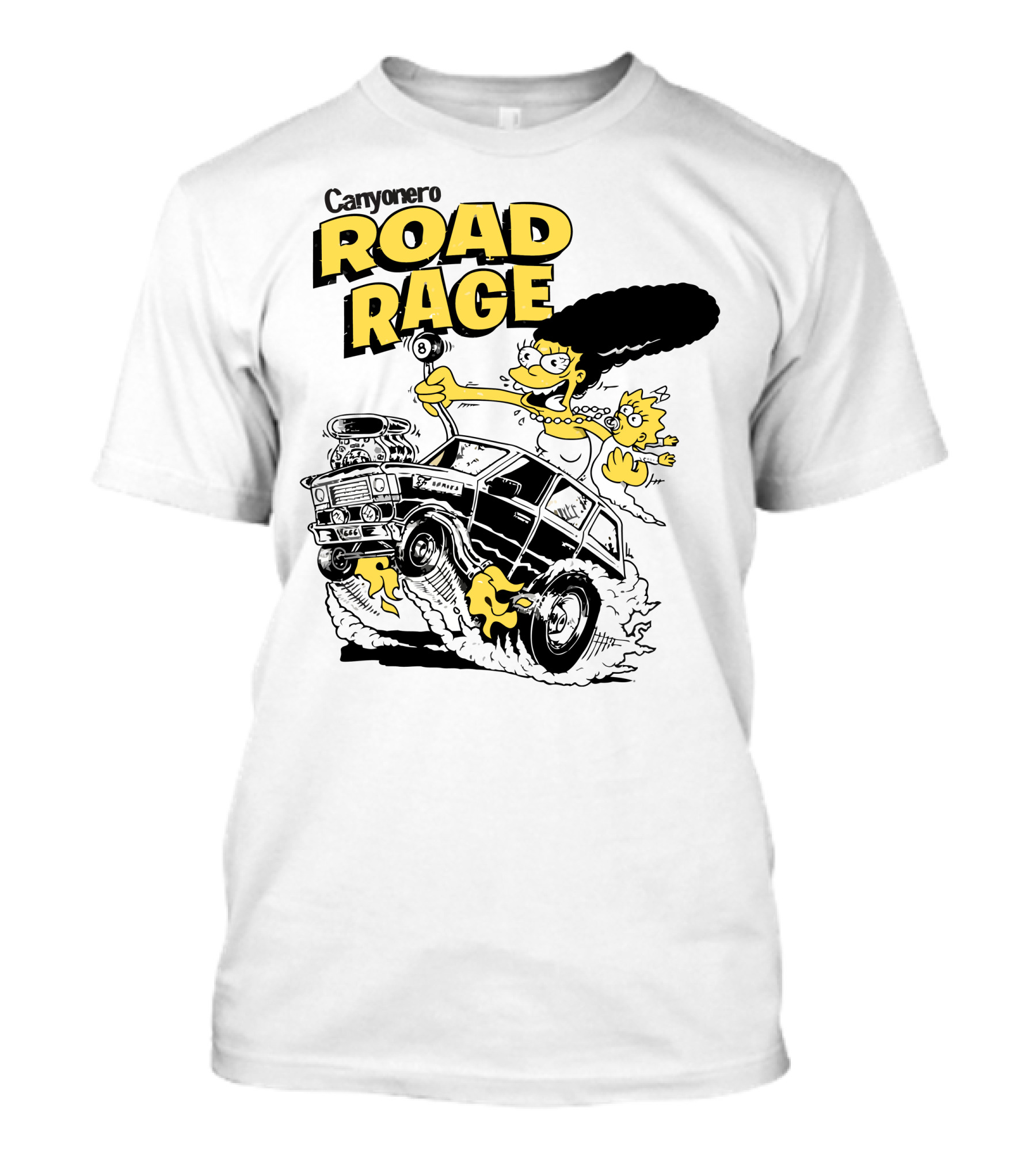Road Rage Simpsons Cartoon Marge And Maggie In Black Car T-Shirt