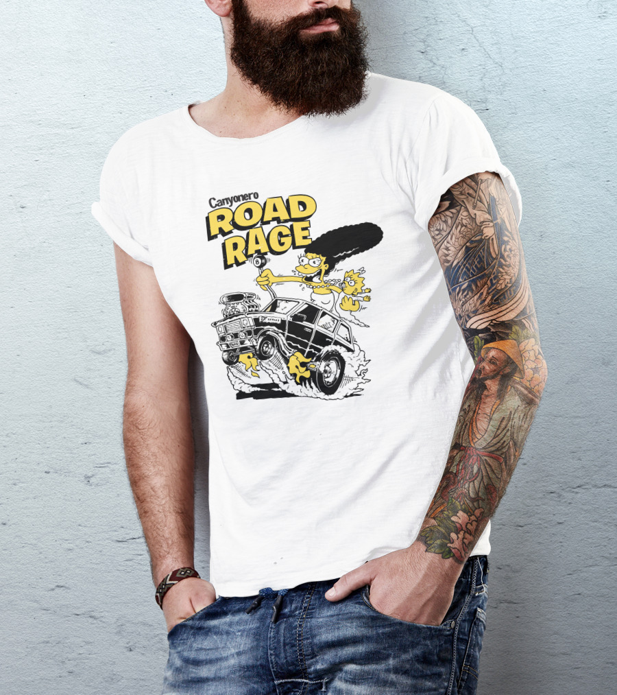 Road Rage Simpsons Cartoon Marge And Maggie In Black Car T-Shirt