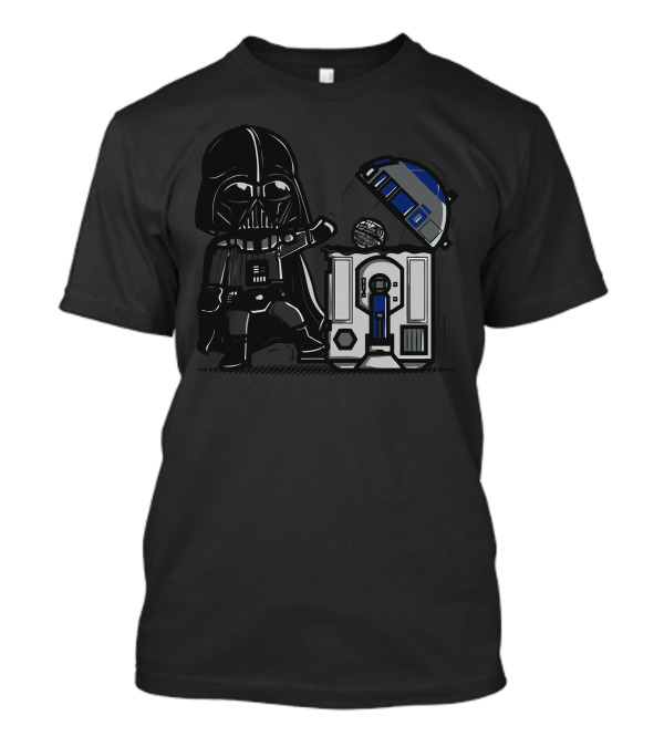 Vader And Droids Robotic Trashcan Duality T-Shirt
