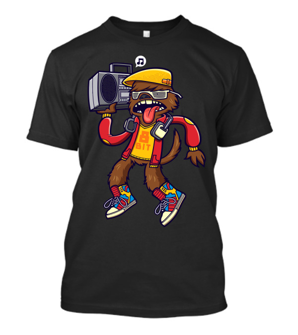 8-Bit Gary Wolfman Rockin Out With Boombox And Headphones In T-Shirt